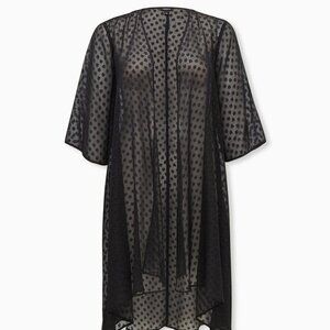Torrid Black Heart Clip Dot Chiffon Hi-Lo Kimono